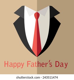 Father's Day Poster with Tie. Flat Design. Vector Illustration.