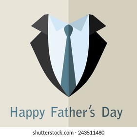 Father's Day Poster with Tie. Flat Design. Vector Illustration.