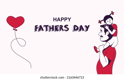 Father's day poster. Vector image of a father with a child.