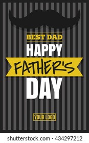 Fathers day poster. Wooden background with tie. Vector illustration.