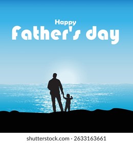 Fathers day posts. Father and son watch the water.