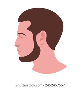 Father's Day. Profile of a male head with closed eyes, beard. Vector illustration in flat style. Human. EPS10