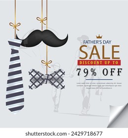 Fathers Day promotion advertisement template. Flyer design for Fathers Day Celebration. Shopping spree template.
