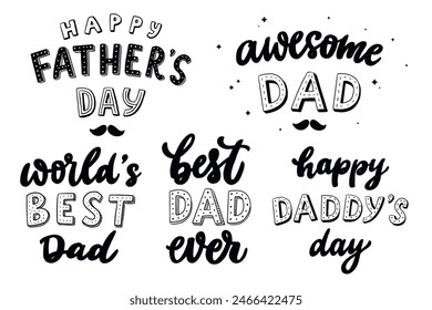 fathers day quotes, phrases collection isolated on white background for cards, posters, prints, signs, banners, stickers, etc. EPS 10