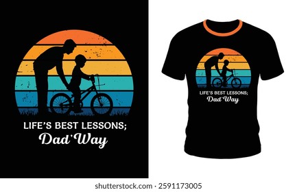 Father's day quotes t shirt design with father and son vector in sunset