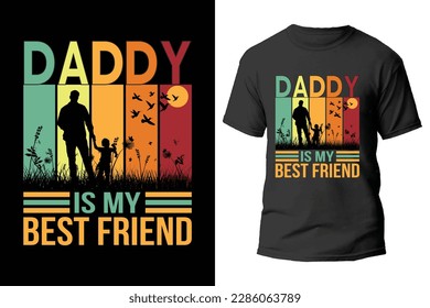 Father's day quotes t-shirt design with father and son vector in sunset