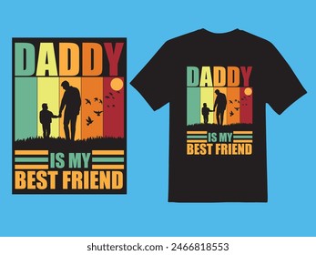 Father's day quotes t-shirt design with father and son vector in sunset, Father's Day T Shirt Design Template