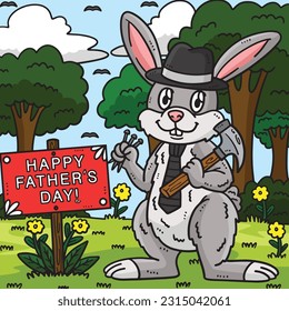Fathers Day Rabbit with Hammer and Nail Colored