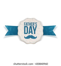Fathers Day realistic Emblem with Ribbon and Text