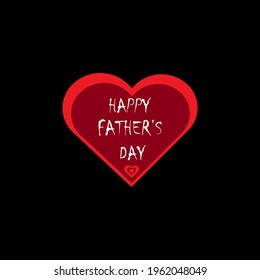Father's day with red  love shape. Happy Father's day on the red  heart.  Heart logo vector design for Happy Father's day.Happy Father'sday.
