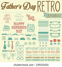 Father's Day Retro Creation Kit - Mustaches, Bows, Ties, Glasses and Hats