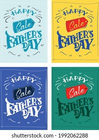 Father's Day Retro Poster Set. Flat Design. Vintage Style. Vector Illustration. Hand drawn typography poster.
