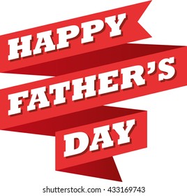 Father's Day Ribbon. Flat Design. Vector Illustration.