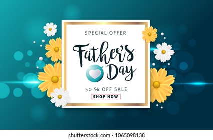 Fathers day sale background poster banner. Vector illustration.