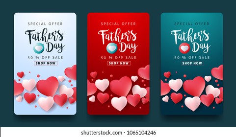 Fathers day sale background poster banner. Vector illustration.