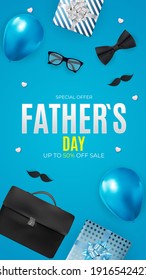 Father`s Day Sale Background.  Poster, flyer, greeting card, header for website. Vector Illustration