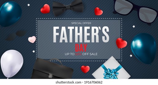 Father`s Day Sale Background.  Poster, flyer, greeting card, header for website. Vector Illustration