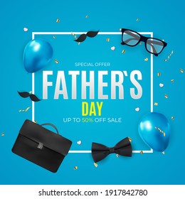 Father`s Day Sale Background.  Poster, Flyer, Greeting Card, Header For Website. Vector Illustration