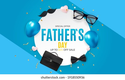 Father`s Day Sale Background.  Poster, flyer, greeting card, header for website. Vector Illustration