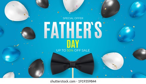 Father`s Day Sale Background.  Poster, flyer, greeting card, header for website. Vector Illustration