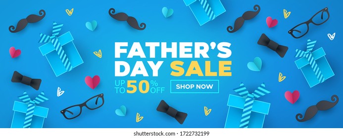 Fathers Day Sale banner, poster or flyer design 