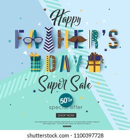 Father's Day Sale Banner. Promo Design. Vector illustration.