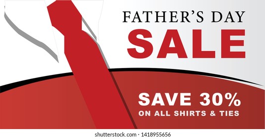 Fathers Day Sale Banner for shirts with the concept of a shirt and tie