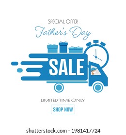 Father's Day sale banner. Spring sale. Flat vector illustration.