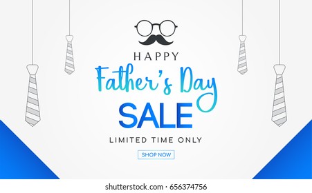 Father's day sale banner vector illustration, discount display poster.