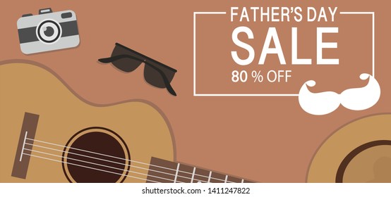 Father's day sale concept.Promotion Poster or banner Vector illustration background