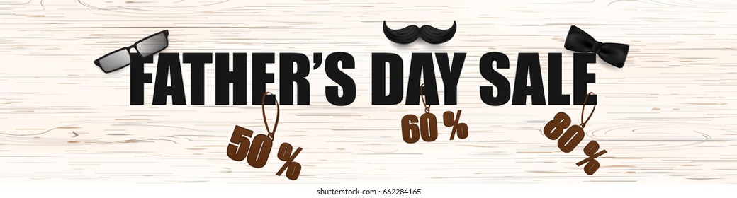 Fathers Day sale with discount offer.   Vector illustration.


