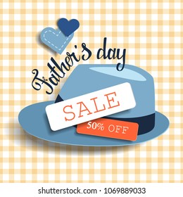 Fathers day sale. Happy holiday in supermarket.