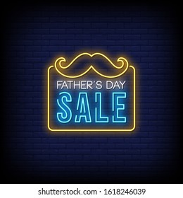 Fathers Day Sale Neon Signs Style Text Vector