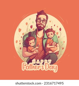 Father's Day Sale poster or banner template illustration. Happy Fathers Day calligraphic inscription