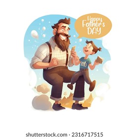 Father's Day Sale poster or banner template illustration. Happy Fathers Day calligraphic inscription