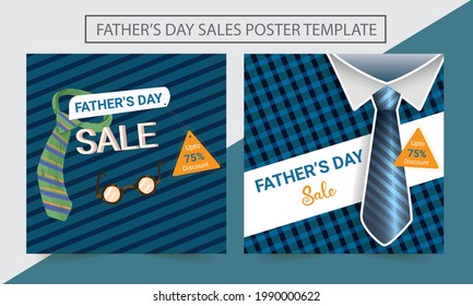 Father's Day Sale Promotion Poster, banner, flyer template. Promotion and shopping template for Father's Day. Vector illustration.