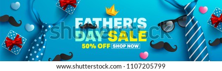 Father's Day Sale Promotion Poster or banner with open gift wrap paper concept.Promotion and shopping template for Father's Day.Vector illustration EPS10