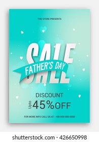 Father's Day Sale Template, Sale Banner, Sale Flyer, Sale Ribbon, Discount upto 45%, Creative glossy vector illustration.