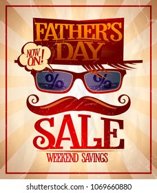 Father`s day sale vector banner, weekend savings now on