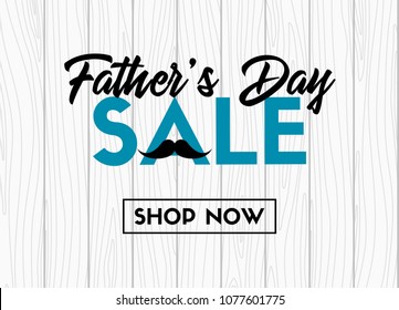 Father's day sale. Vector banner on wooden background