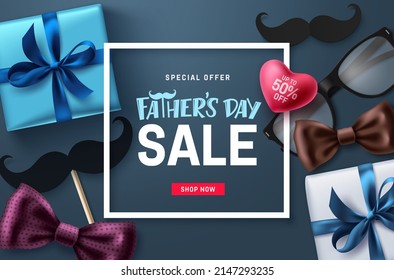 Father's day sale vector banner design. Father's day special promo discount offer for dad's day celebration. Vector illustration.
