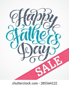 Father's Day sale vector illustration for discount card, shopping template, price label. Happy Father's Day calligraphic poster, typography design, hand drawn lettering