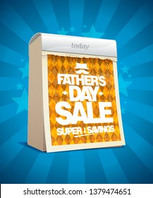 Father's day sale vector poster concept with tear-off calendar, holiday super savings advertising poster