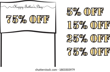 father's day sale,75% discount poster.happy father's day. vector illustration.