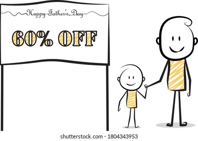 father's day sale,discount poster.happy father's day. vector illustration.