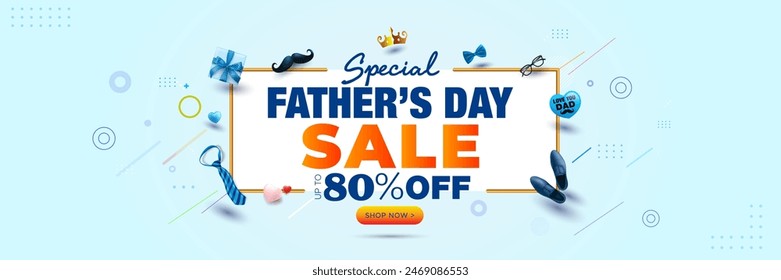 Father's Day sales shopping website banner template design. Vector illustration.