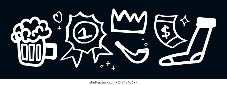 Father's Day set of clip art in outline lay styling. Promotion and shopping template for love dad. Father's Day badges template. vector illustration