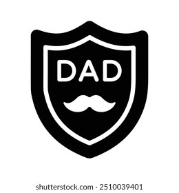 Fathers day shield icon design in editable style