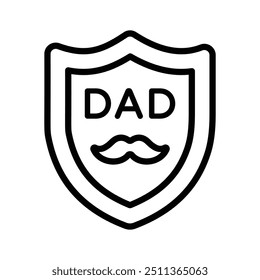 Fathers day shield icon design in editable style