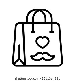 Fathers day shopping, shopping bag with mustaches and heart, father day icon